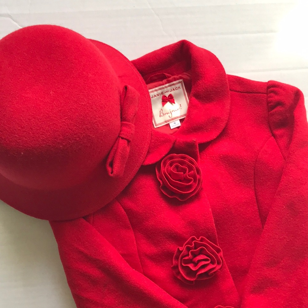 Janie and Jack Girls Wool Coat and Hat